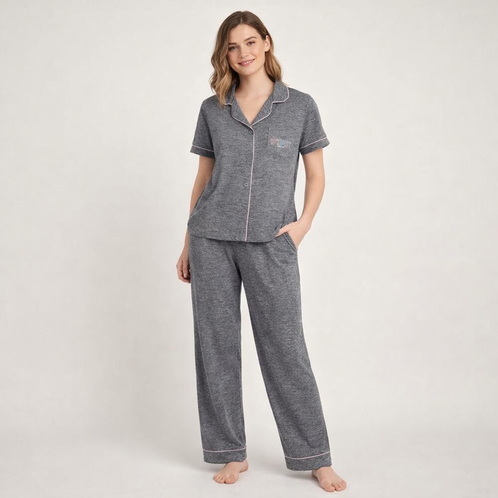 Life is Good pajama set "Optimist" Size Medium Gray and Pink